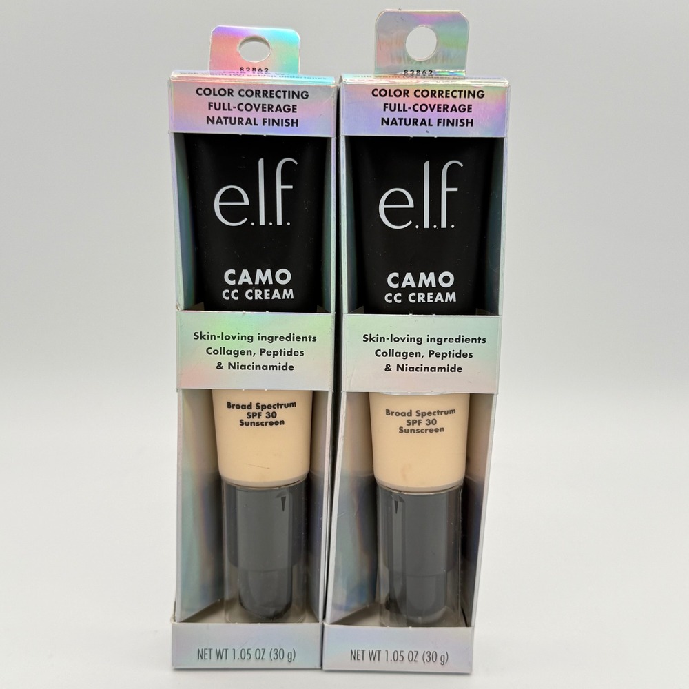 e.l.f. Camo CC Cream 2pk Fair 100 W New Full Coverage SPF 30 Foundation 1.05oz